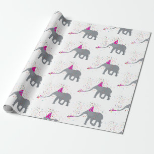 Elephant Partying - Animals Having a Party Wrapping Paper