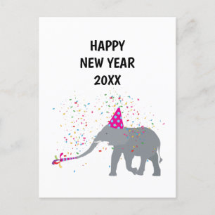 Elephant Partying - Animals Holiday New Years Card