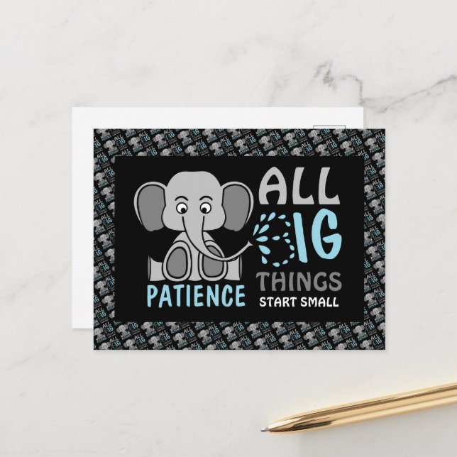 Elephant Patience Postcard (Front/Back In Situ)