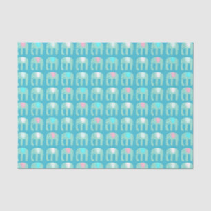 Elephant Pattern Aqua Blue Tissue Paper