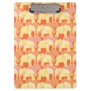 Elephant Pattern Clipboard - Orange