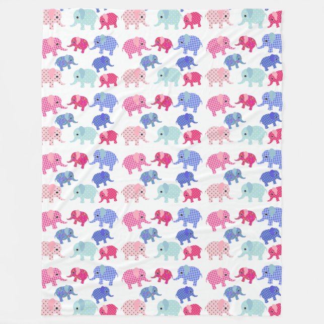 Elephant Pattern Fleece Blanket (Front)
