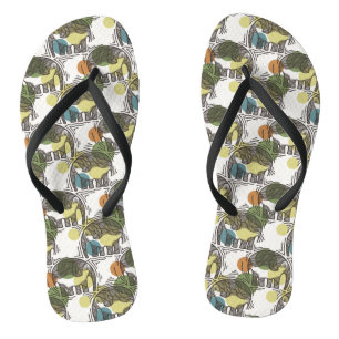 Elephant Pattern Flip Flops