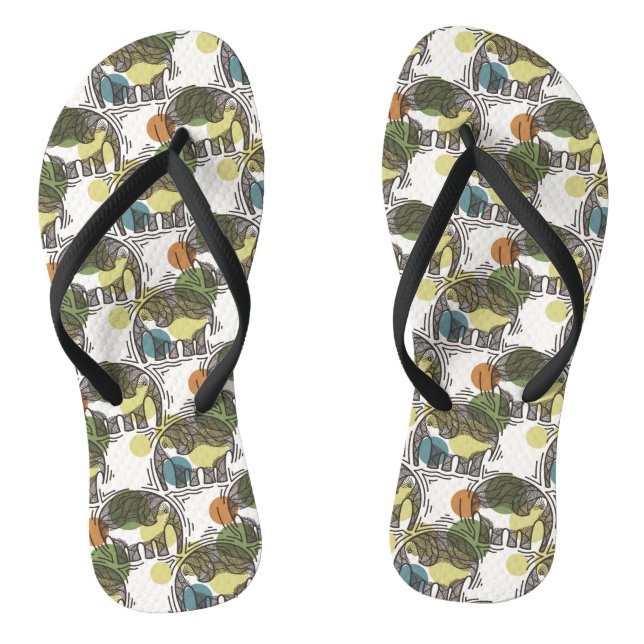 Elephant Pattern Flip Flops (Footbed)