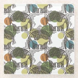 Elephant Pattern Glass Coaster