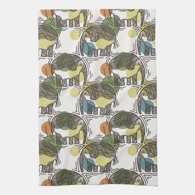 Elephant Pattern Kitchen Towel (Vertical)