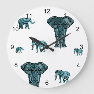 Elephant Pattern Large Clock