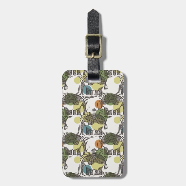 Elephant Pattern Luggage Tag (Front Vertical)