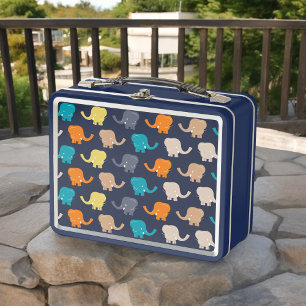 Elephant Pattern  Metal Lunch Box