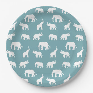 Elephant Pattern Paper Plate – Customizable