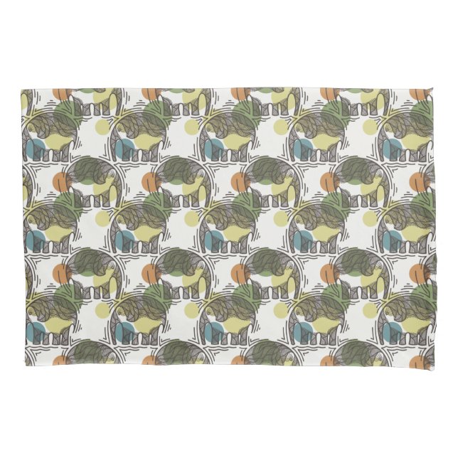 Elephant Pattern Pillowcase (Front-Left)