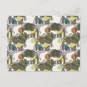 Elephant Pattern Postcard