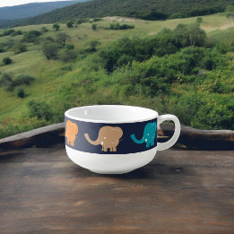 Elephant Pattern Soup Mug