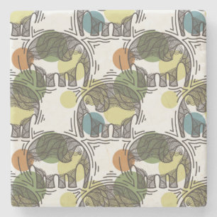 Elephant Pattern Stone Coaster