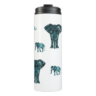 Elephant Pattern Thermal Tumbler