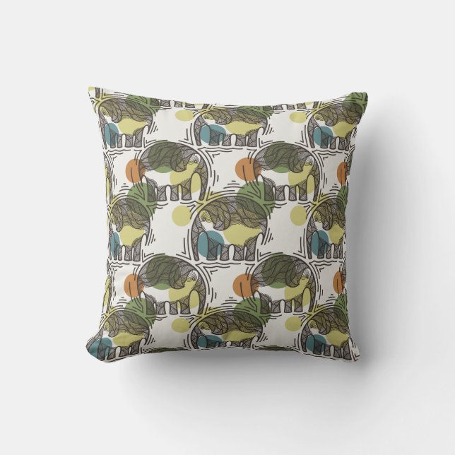 Elephant Pattern Throw Pillow (Front)