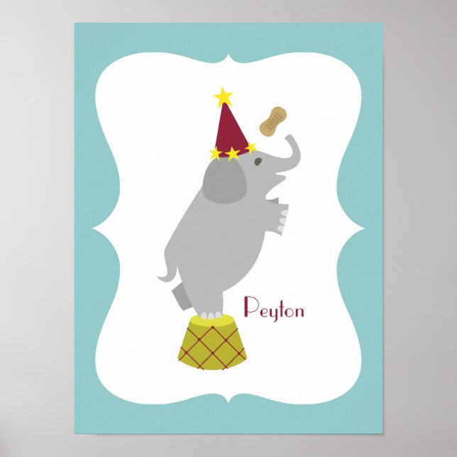 Elephant + Peanut Personalized Nursery Artwork Poster (Front)
