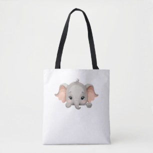 Elephant Peeking Cute Adorable Funny Animal Joyful Tote Bag