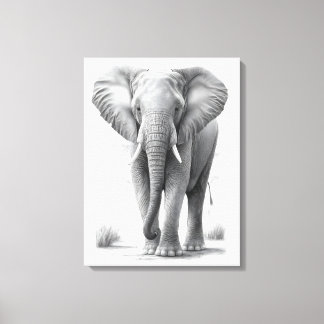 Elephant Pencil Drawing Canvas Print