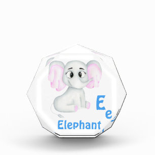 Elephant personalize ABC: Letter E - Add Your Name Photo Block