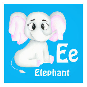 Elephant personalize ABC: Letter E - Add Your Name Photo Print