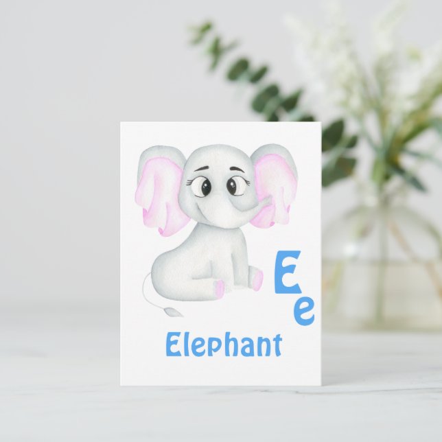 Elephant personalize ABC: Letter E - Add Your Name Postcard (Standing Front)
