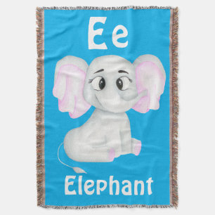 Elephant personalize ABC: Letter E - Add Your Name Throw Blanket