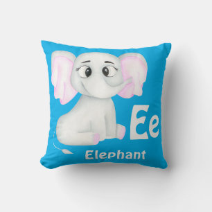 Elephant personalize ABC: Letter E - Add Your Name Throw Pillow