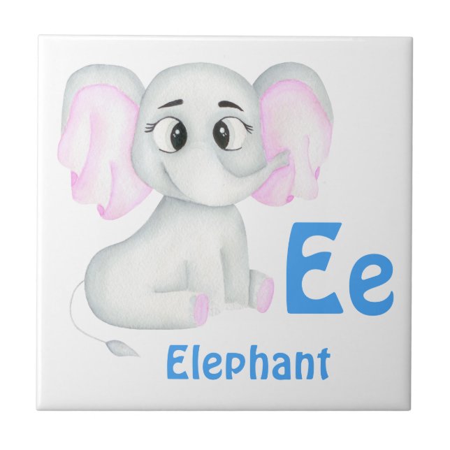Elephant personalize ABC: Letter E - Add Your Name Tile (Front)