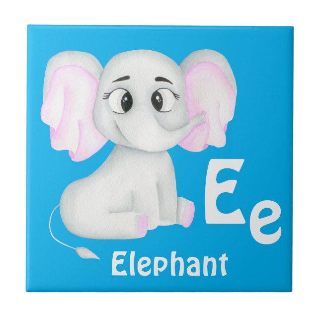 Elephant personalize ABC: Letter E - Add Your Name Tile (Front)