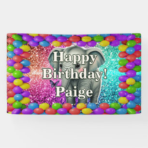 Elephant Personalized character birthday banner