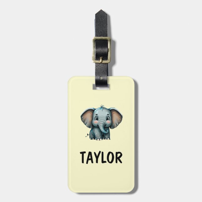 Elephant Personalized Colourful Bag Backpack Luggage Tag (Front Vertical)