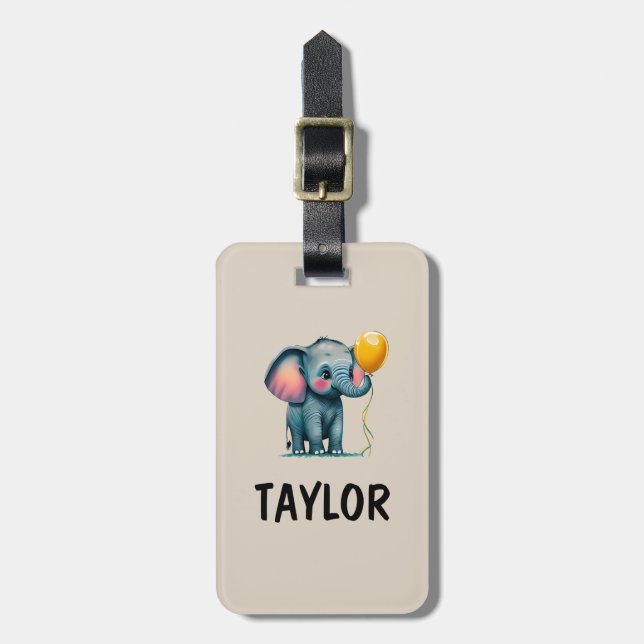 Elephant Personalized Colourful Bag Backpack Luggage Tag (Front Vertical)