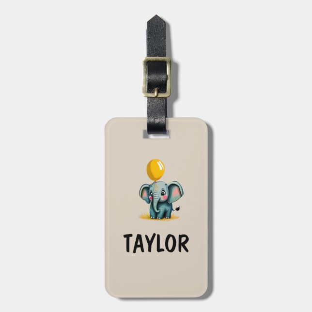Elephant Personalized Colourful Bag Backpack Luggage Tag (Front Vertical)
