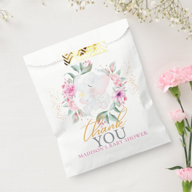Elephant Personalized Elegant girl baby shower Favour Bag (Sealed)