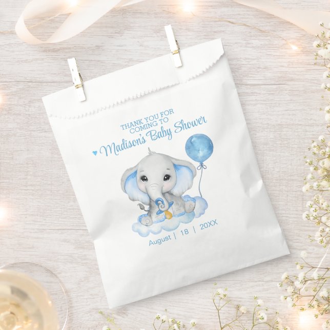 Elephant Personalized Thank You Baby Shower  Favour Bag (Clipped)