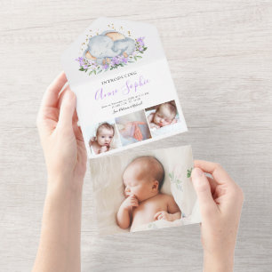Elephant Photo Birth Announcement Card