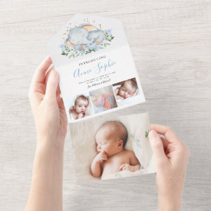Elephant Photo Birth Announcement Card