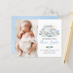 Elephant Photo Budget Birth Announcement Cards