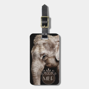 Elephant Photo Image Personalize Monogram Luggage Tag