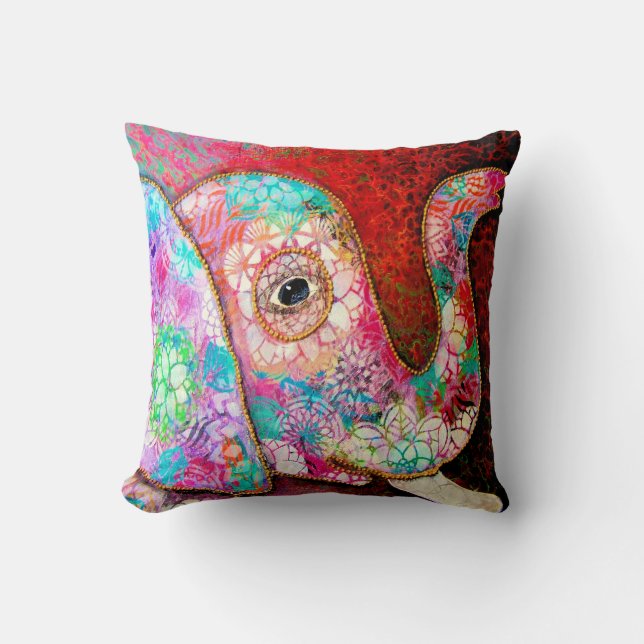 Elephant Pillow, Colourful Elephant Pillow (Front)