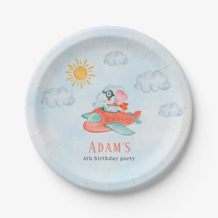 Elephant Pilot Birthday party Paper Plate