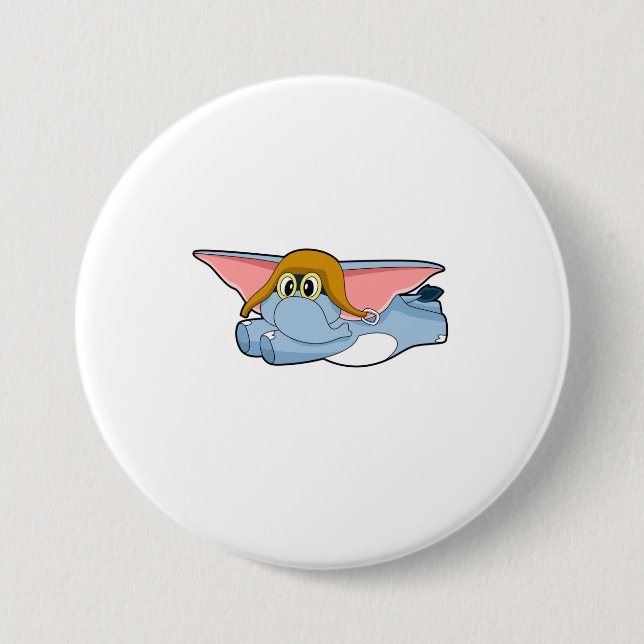Elephant Pilot Pilot hat 3 Inch Round Button (Front)