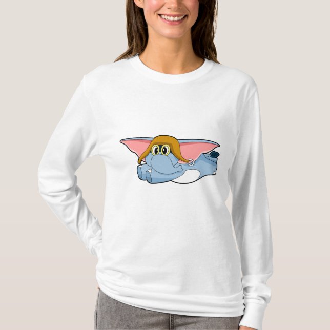Elephant Pilot Pilot hat T-Shirt (Front)