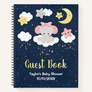 Elephant Pink and Navy Baby Shower Guest Book
