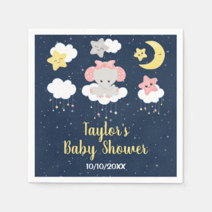 Elephant Pink and Navy Baby Shower Napkin