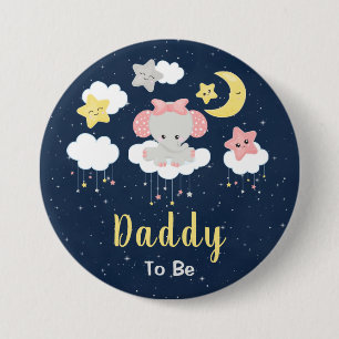 Elephant Pink and Navy Daddy To Be 3 Inch Round Button