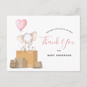 Elephant Pink Baby Shower by Mail Thank You Postcard