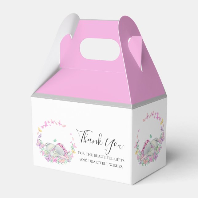 Elephant Pink Butterfly  Favour Box (Front Side)