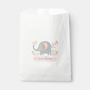 Elephant Pink Cute Girl Baby Shower Favour Bag